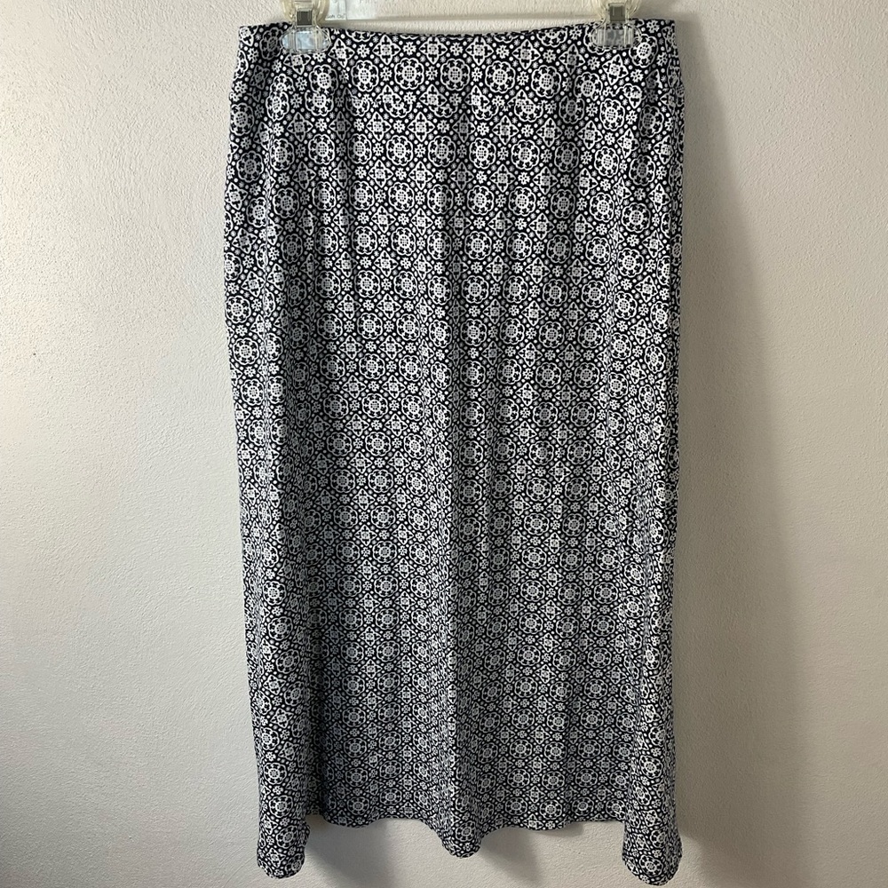 Talbots Petite Blue White Maxi Stretch Skirt Sz MP